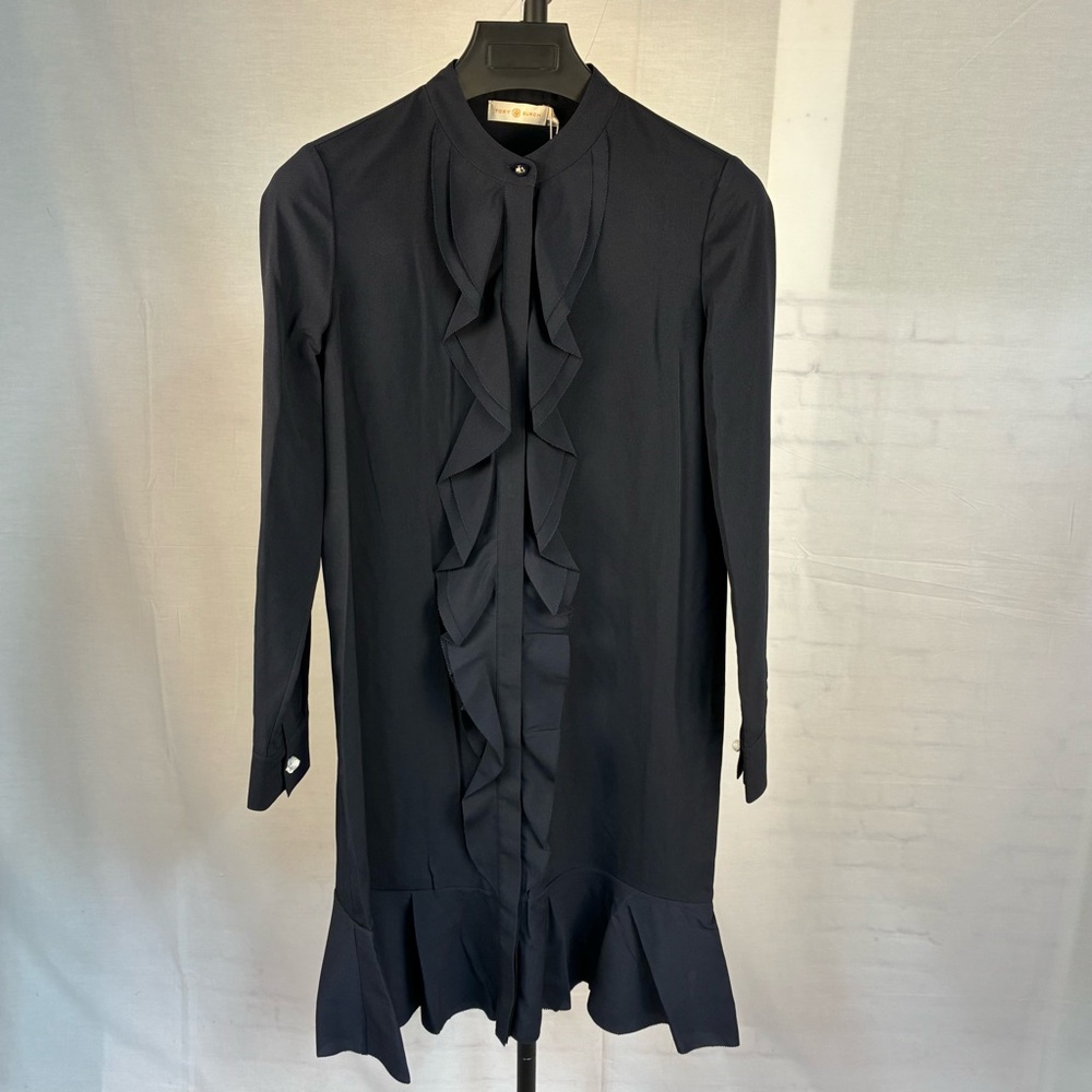 NWT Tory Burch Jane Ruffle Front Dress in Navy 2